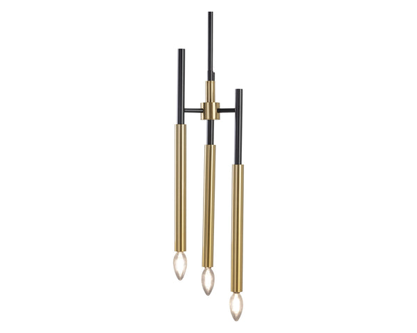 Sunpan Hewitt Six Arm Iron Candelabra Chandelier in Black and Brass for Dining Foyer 106793