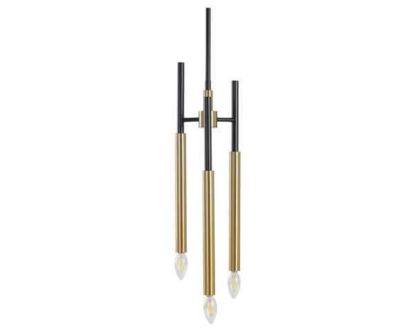 Sunpan Hewitt Six Arm Iron Candelabra Chandelier in Black and Brass for Dining Foyer 106793