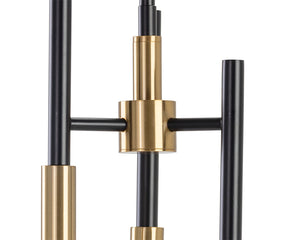 Sunpan Hewitt Six Arm Iron Candelabra Chandelier in Black and Brass for Dining Foyer 106793