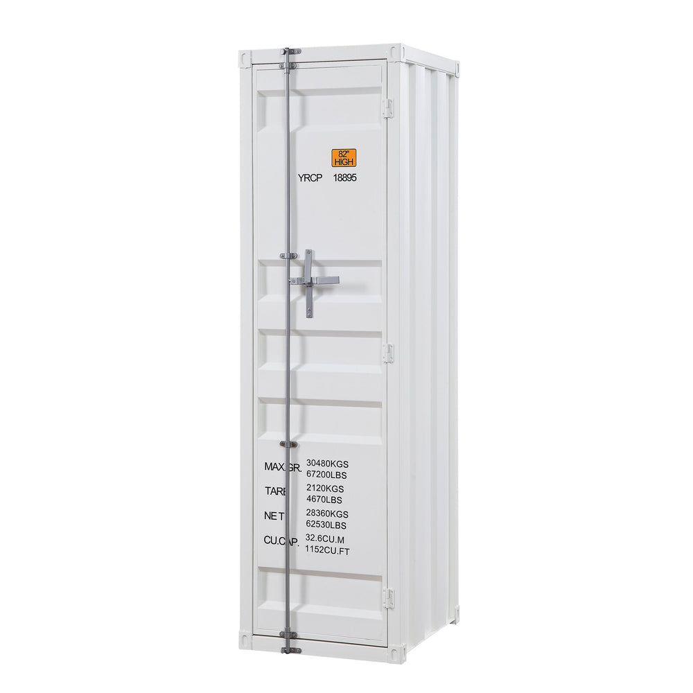 English Elm White Industrial Wardrobe with Full-Length Container Lock, Metal Shelf & Rod, Secure Modern Storage B062P185726