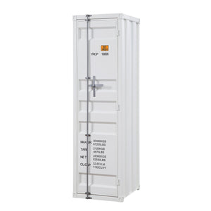 English Elm White Industrial Wardrobe with Full-Length Container Lock, Metal Shelf & Rod, Secure Modern Storage B062P185726