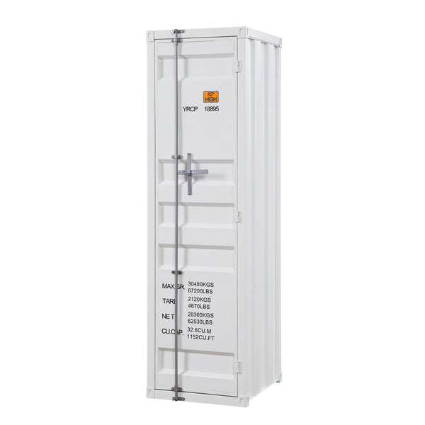 English Elm White Industrial Wardrobe with Full-Length Container Lock, Metal Shelf & Rod, Secure Modern Storage B062P185726
