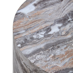 English Elm Simple Marble Textured Cylindrical Side Table Mdf Stone Look Accent for Modern Interiors W1151P291448