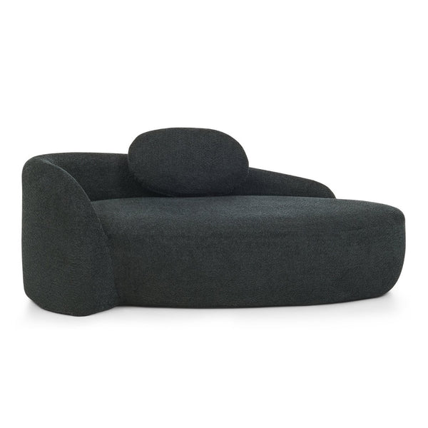 English Elm Modern Oval Boucle Lounge Chair Sculptural Integrated Armrest for Bedroom Living Room Black W487P456130