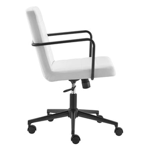 EuroStyle Leander Faux Leather Task Chair Matte Steel Frame Two Tone Home Office Seating 10682-WHT