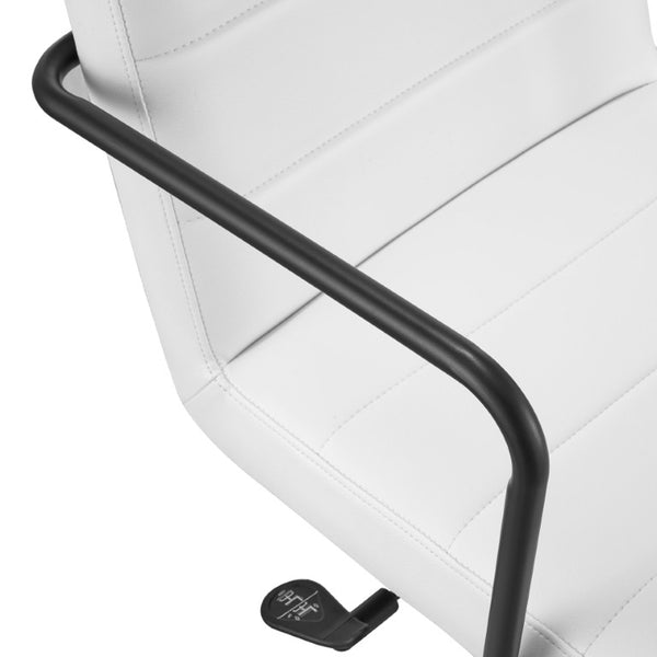 EuroStyle Leander Faux Leather Task Chair Matte Steel Frame Two Tone Home Office Seating 10682-WHT