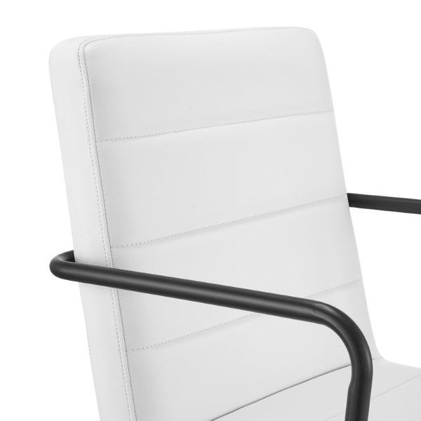 EuroStyle Leander Faux Leather Task Chair Matte Steel Frame Two Tone Home Office Seating 10682-WHT