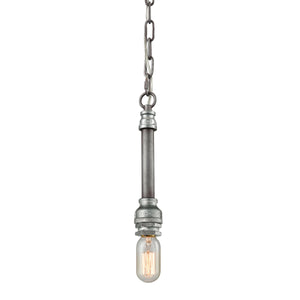 Cast Iron Pipe 2'' Wide 1-Light Mini Pendant - Weathered Zinc 10688/1 Elk Lighting