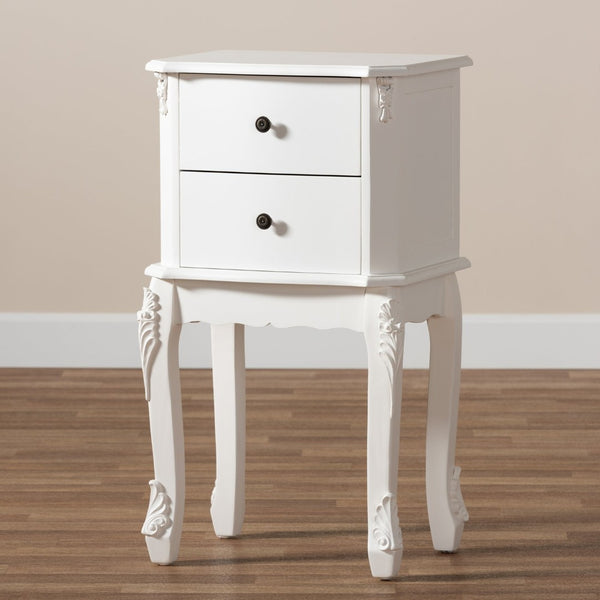 Baxton Studio Baxton Studio Sophisticated French White End Table with 2 Drawers for Elegant Living Space Storage HL7A-A110-2 DW ET