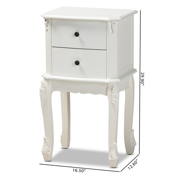 Baxton Studio Baxton Studio Sophisticated French White End Table with 2 Drawers for Elegant Living Space Storage HL7A-A110-2 DW ET