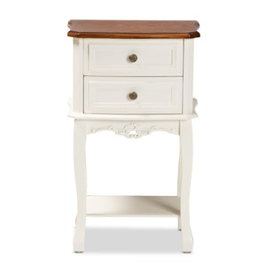 Baxton Studio Baxton Studio Darla Elegant French-Inspired 2-Drawer End Table in White & Cherry Brown Finish JY-132041-2DW ET
