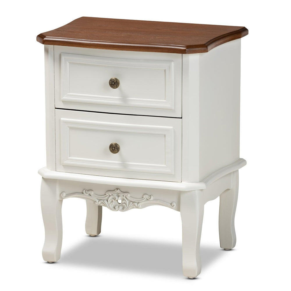 Baxton Studio Baxton Studio Darlene Elegant 2-Drawer End Table with French Charm and Two-Tone Finish for Storage JY-132054-2 DW ET