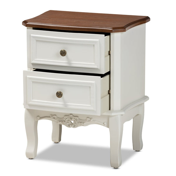 Baxton Studio Baxton Studio Darlene Elegant 2-Drawer End Table with French Charm and Two-Tone Finish for Storage JY-132054-2 DW ET