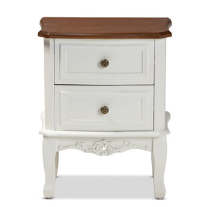Baxton Studio Baxton Studio Darlene Elegant 2-Drawer End Table with French Charm and Two-Tone Finish for Storage JY-132054-2 DW ET