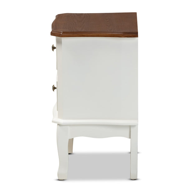 Baxton Studio Baxton Studio Darlene Elegant 2-Drawer End Table with French Charm and Two-Tone Finish for Storage JY-132054-2 DW ET