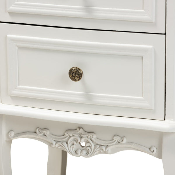 Baxton Studio Baxton Studio Darlene Elegant 2-Drawer End Table with French Charm and Two-Tone Finish for Storage JY-132054-2 DW ET
