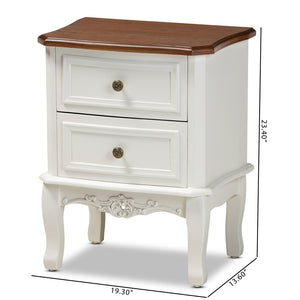 Baxton Studio Baxton Studio Darlene Elegant 2-Drawer End Table with French Charm and Two-Tone Finish for Storage JY-132054-2 DW ET