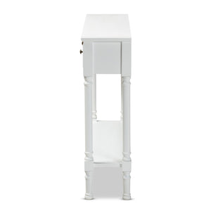 Baxton Studio Baxton Studio Calvin White Farmhouse Console Table with 3 Drawers & Shelf for Stylish Entryways WERPL-02-White-Console