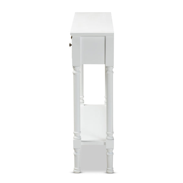 Baxton Studio Baxton Studio Calvin White Farmhouse Console Table with 3 Drawers & Shelf for Stylish Entryways WERPL-02-White-Console