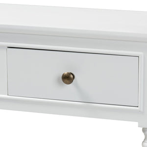Baxton Studio Baxton Studio Calvin White Farmhouse Console Table with 3 Drawers & Shelf for Stylish Entryways WERPL-02-White-Console