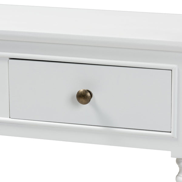 Baxton Studio Baxton Studio Calvin White Farmhouse Console Table with 3 Drawers & Shelf for Stylish Entryways WERPL-02-White-Console