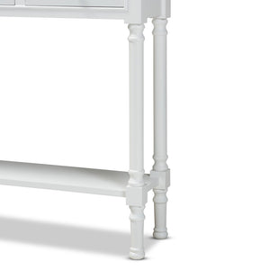 Baxton Studio Baxton Studio Calvin White Farmhouse Console Table with 3 Drawers & Shelf for Stylish Entryways WERPL-02-White-Console