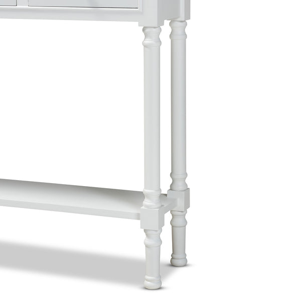 Baxton Studio Baxton Studio Calvin White Farmhouse Console Table with 3 Drawers & Shelf for Stylish Entryways WERPL-02-White-Console