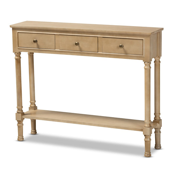 Baxton Studio Baxton Studio Classic Oak Brown 3-Drawer Entryway Console Table with Farmhouse Charm & Storage WERPL-01-Brown-Console