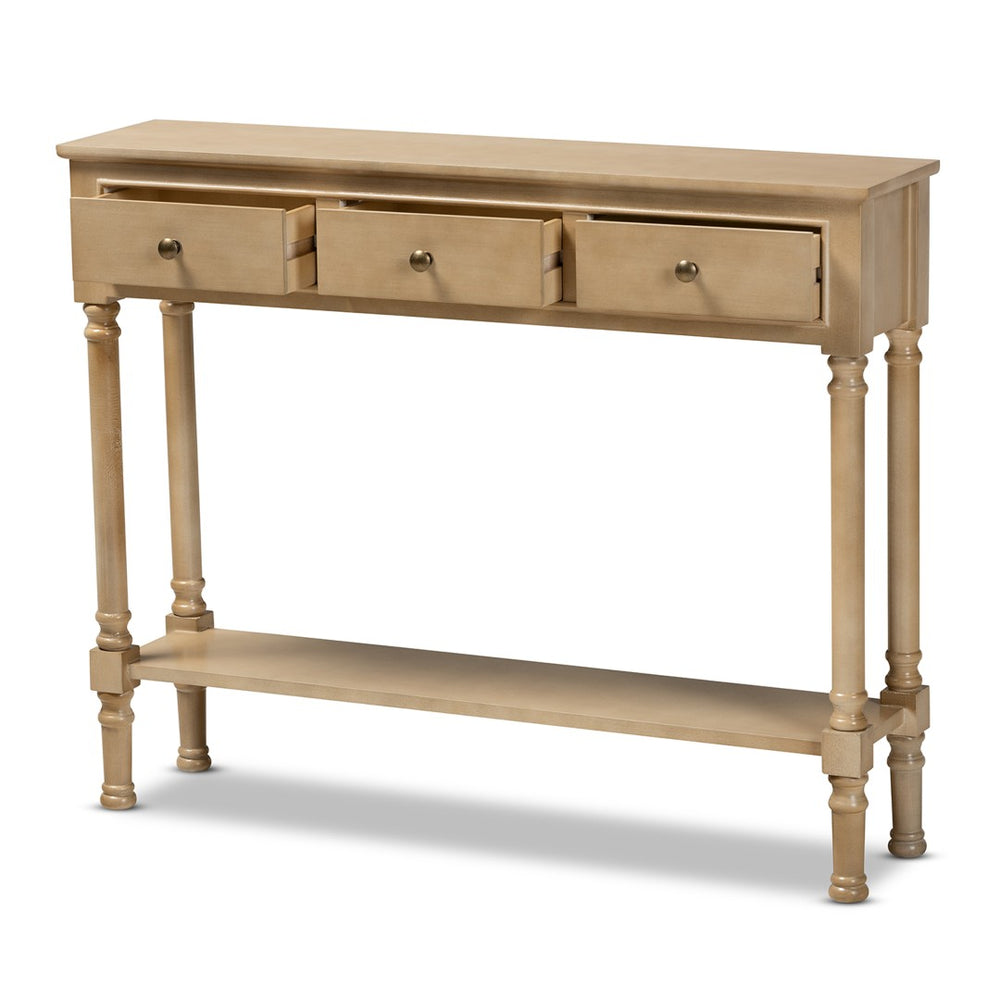 Baxton Studio Baxton Studio Classic Oak Brown 3-Drawer Entryway Console Table with Farmhouse Charm & Storage WERPL-01-Brown-Console