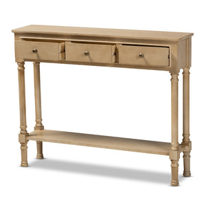 Baxton Studio Baxton Studio Classic Oak Brown 3-Drawer Entryway Console Table with Farmhouse Charm & Storage WERPL-01-Brown-Console