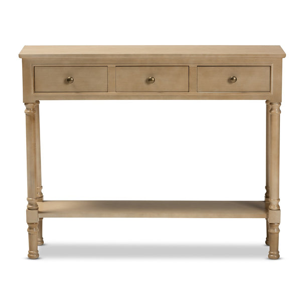 Baxton Studio Baxton Studio Classic Oak Brown 3-Drawer Entryway Console Table with Farmhouse Charm & Storage WERPL-01-Brown-Console