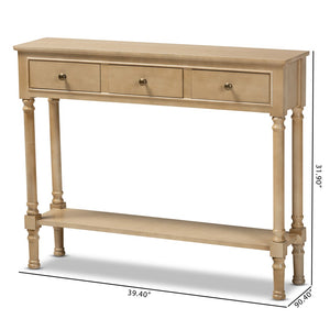 Baxton Studio Baxton Studio Classic Oak Brown 3-Drawer Entryway Console Table with Farmhouse Charm & Storage WERPL-01-Brown-Console