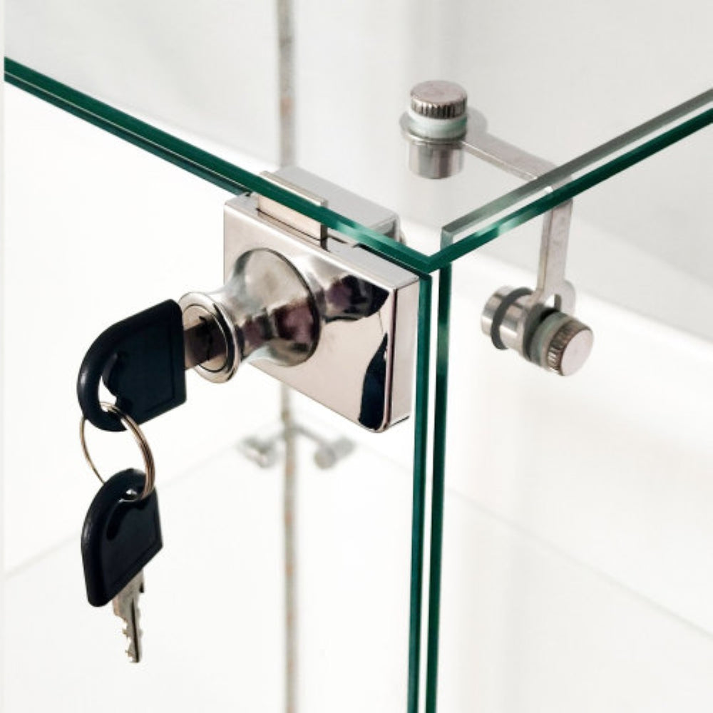 English Elm Tempered Glass Display Cabinet With Bluetooth Led Lights, Lockable Door & Mobile Casters - Black W3155S00009-GIGA