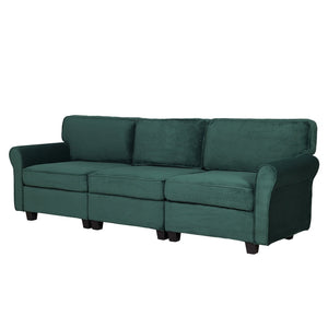 English Elm 94" Corduroy Three Seater Sofa Deep Cushioned Solid Wood Frame Modern Living Room Couch Dark Green W2715S00007