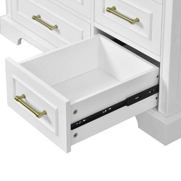 English Elm 36" Traditional Bathroom Vanity with Ceramic Sink, Solid Wood Cabinet, Soft-Close Doors & Drawers White N729P251630K
