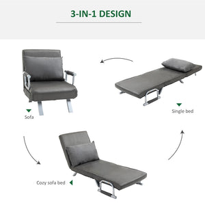 English Elm Single Convertible Sleeper Chair Suede Foam Cushion Chaise for Studio Apartments T3971P383979