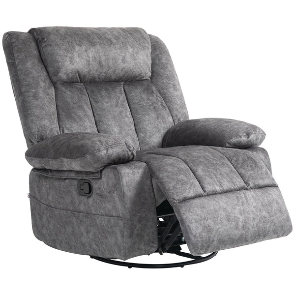 English Elm HOMCOM Swivel Rocker Recliner Chair with 360° Swivel, 145° Recline, Velvet Padding, Footrest & Pockets W2225P200839