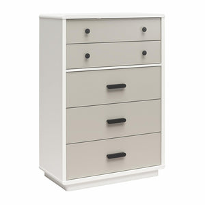 English Elm 5-drawer Tall Dresser with Matte Black Handles Two-toned Finish for Urban Bedroom B2733P444489