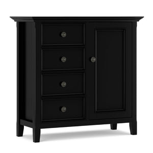 English Elm Amherst Four Drawer Pine Wood Cabinet Black Finish Bronze Hardware Entryway Storage B136P436054