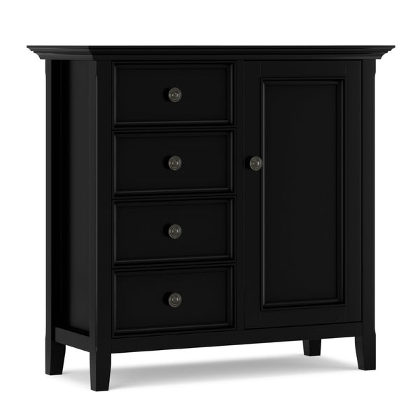English Elm Amherst Four Drawer Pine Wood Cabinet Black Finish Bronze Hardware Entryway Storage B136P436054