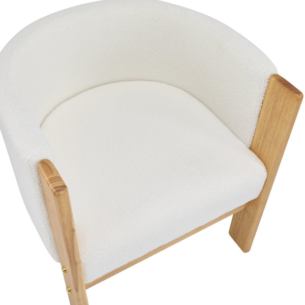 English Elm Christopher Knight Home® - Upholstered Natural Rubber Wood Dining Chairs Set of 2 with White Boucle, Modern Armchairs, 225lbCapacity N779P341538W