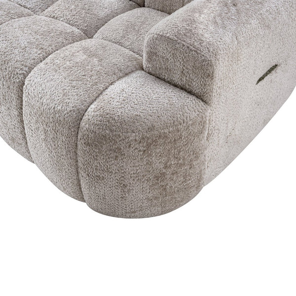 English Elm 100" Oversized Curved Boucle Sectional Sofa Channel Tufted 3 Seat Modern Living Room Camel W5515P496938