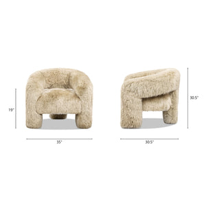 English Elm Jennifer Taylor Home - Avalon Genuine Sheepskin 35" Split Barrel Back Accent Chair in Natural Blonde Fur – Cozy Chic Seat B2719P290776