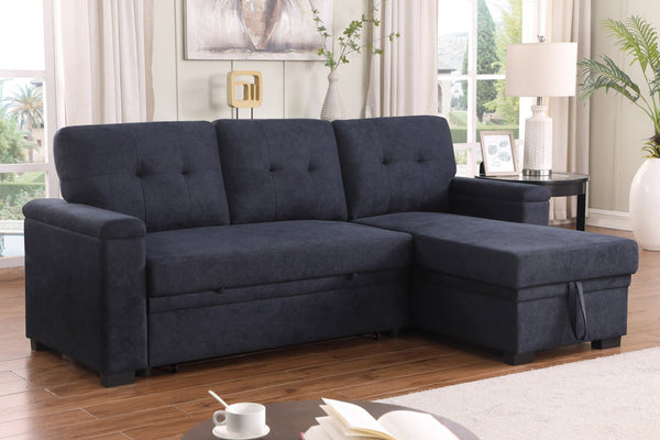 English Elm Jardin Woven Beige Sectional Sleeper Sofa with Reversible Storage Chaise for Living Rooms B2749S00246