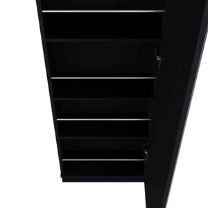 English Elm Ruan Black XL Shoe Cabinet with Mirror, 5 Shelves Holds Up to 10 Pairs, Engineered Wood, Slim Design B128P148800