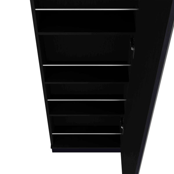 English Elm Ruan Black XL Shoe Cabinet with Mirror, 5 Shelves Holds Up to 10 Pairs, Engineered Wood, Slim Design B128P148800