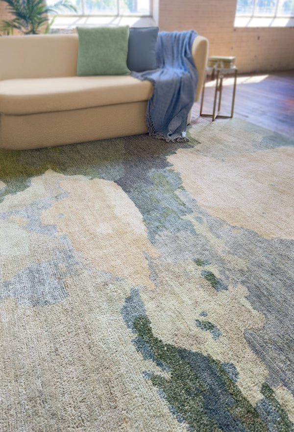 Capel Rugs Aquarelles Hand-knotted Area Rug Collection Inspired By French Impressionism For Timeless Elegance Verte, Gray 100% Silk Pile 1070rs09001200230