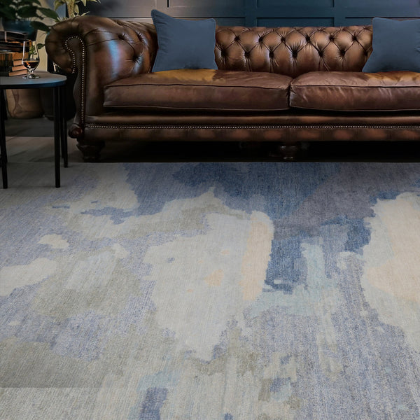 Capel Rugs Aquarelles Hand-knotted Area Rug Collection Inspired By French Impressionism For Timeless Elegance Bleu, Gray 100% Silk Pile 1070rs09001200440