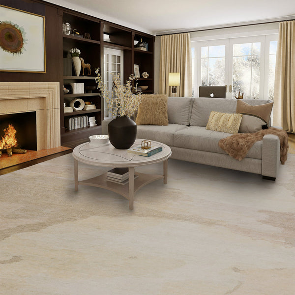 Capel Rugs Aquarelles Hand-knotted Area Rug Collection Inspired By French Impressionism For Timeless Elegance Blanc, Gold 100% Silk Pile 1070rs05000800650