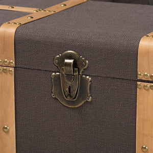 Baxton Studio Baxton Studio Stephen 2-Piece Storage Trunk Set - Stylish Dark Brown Fabric & Oak Finish for Organization R87R537-2PC Ottoman Set